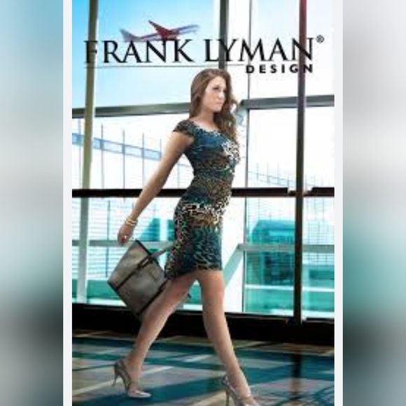 SZ10 Frank Lyman Design Blue and Black Asymmetrical Neck Animal Print - Picture 13 of 15